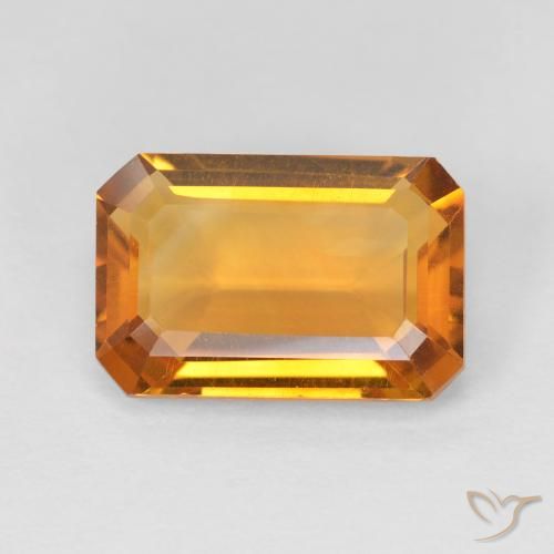 3.50ct 자연스러운 금 황수정, 에메랄드 컷, VVS