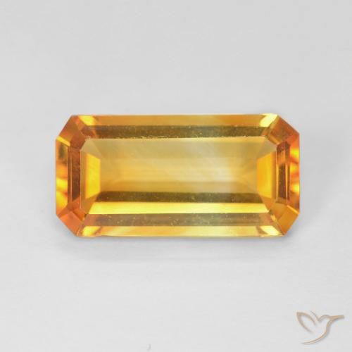 3.41ct 자연스러운 금 황수정, 에메랄드 컷, VVS