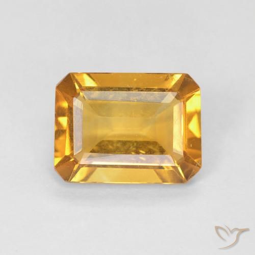 1.25ct 자연스러운 딥 골든 오렌지 황수정, 에메랄드 컷, VS