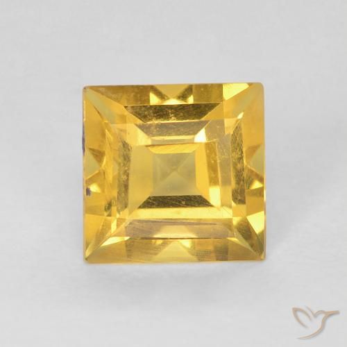 0.90ct 자연스러운 미디엄 골든 황수정, 정사각형, VS