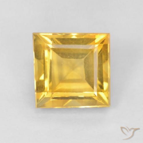 0.94ct 자연스러운 미디엄 골드 황수정, 정사각형, VS