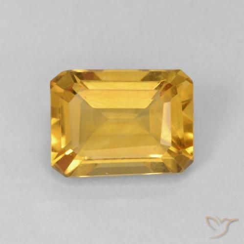 1.31ct 자연스러운 미디엄 골드 황수정, 에메랄드 컷, VVS