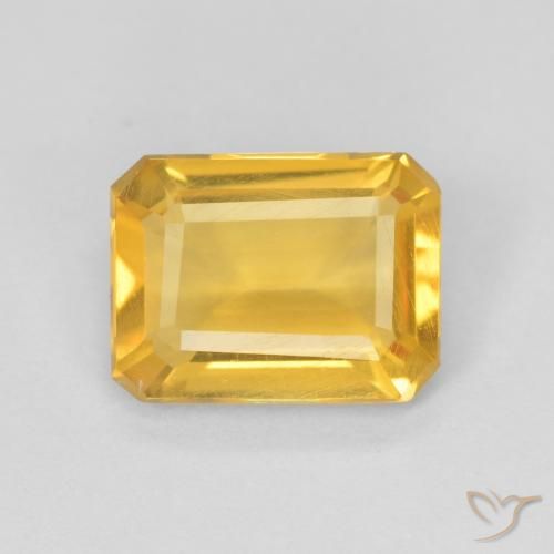 1.05ct 자연스러운 미디엄 골드 황수정, 에메랄드 컷, VS