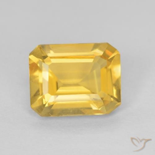 1.25ct 자연스러운 미디엄 골드 황수정, 에메랄드 컷, VVS-VS