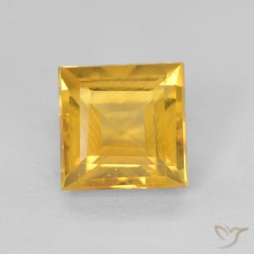 0.98ct 자연스러운 골든 오렌지 황수정, 정사각형, VS