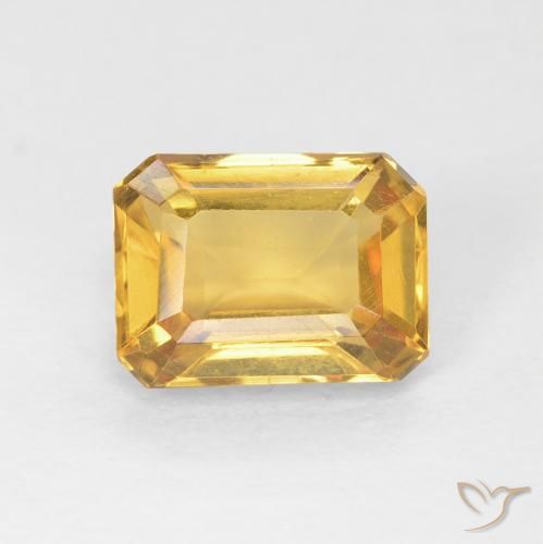 1.54ct 자연스러운 골든 황수정, 에메랄드 컷, VVS-VS