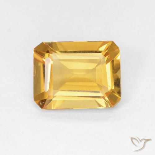 1.23ct 자연스러운 미디엄 골드 황수정, 에메랄드 컷, VVS