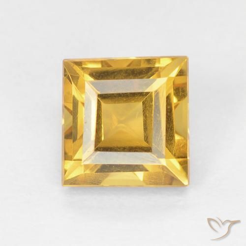 1.14ct 자연스러운 미디엄 골드 황수정, 정사각형, VVS