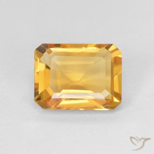 1.36ct 자연스러운 Medium Light-Golden 황수정, 에메랄드 컷, VVS