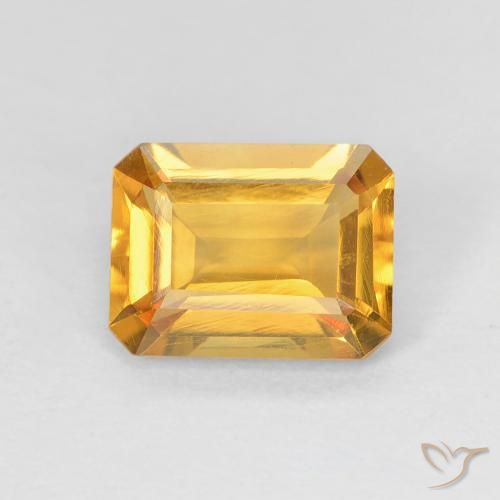 1.33ct 자연스러운 골든 오렌지 황수정, 에메랄드 컷, VVS