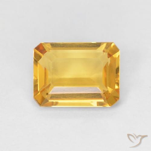 1.24ct 자연스러운 브라이트 골드 황수정, 에메랄드 컷, VVS