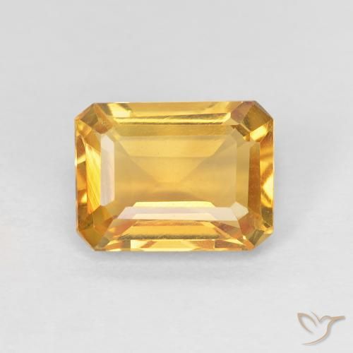 1.37ct 자연스러운 골든 오렌지 황수정, 에메랄드 컷, VVS