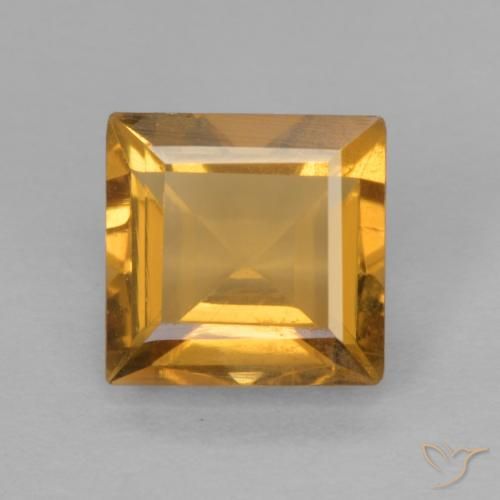 0.90ct 자연스러운 딥 골든 오렌지 황수정, 정사각형, VVS-VS
