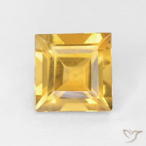 0.94ct 자연스러운 미디엄 골드 황수정, 정사각형, VVS-VS