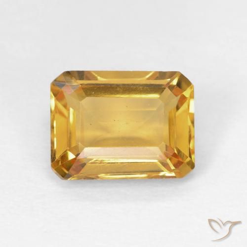 1.53ct 자연스러운 골든 오렌지 황수정, 에메랄드 컷, VS