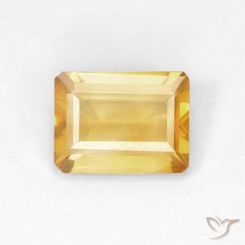 0.90ct 자연스러운 미디엄 골드 황수정, 에메랄드 컷, VS