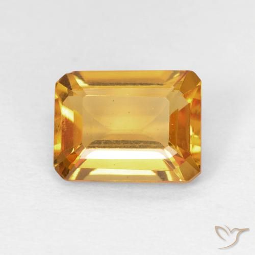 1.40ct 자연스러운 딥 오렌지-골드 황수정, 에메랄드 컷, VS
