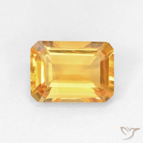 1.48ct 자연스러운 Medium Light Orange-Gold 황수정, 에메랄드 컷, VVS-VS
