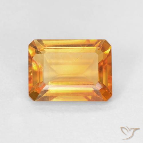 1.50ct 자연스러운 다크 오렌지-골드 황수정, 에메랄드 컷, VVS-VS