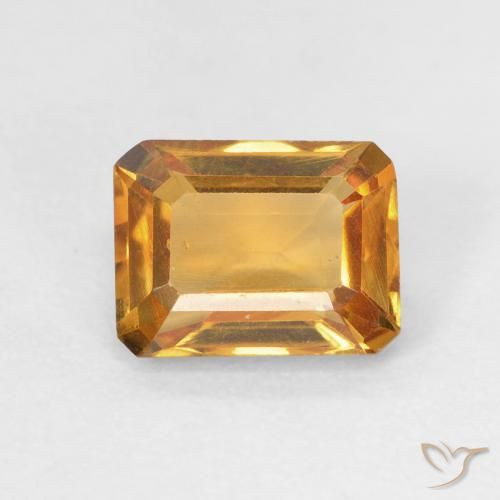 1.49ct 자연스러운 딥 오렌지-골드 황수정, 에메랄드 컷, VVS-VS