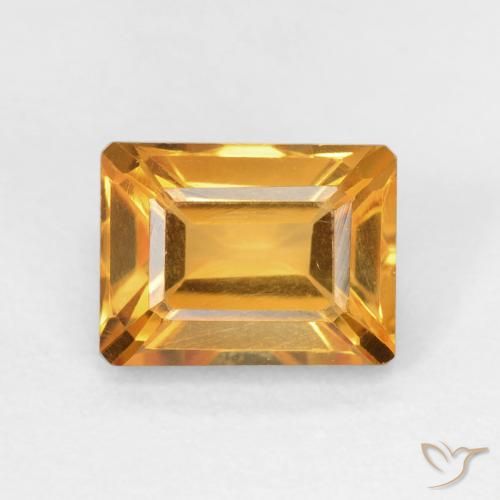 1.84ct 자연스러운 딥 오렌지-골드 황수정, 에메랄드 컷, VVS-VS
