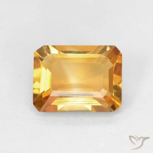 1.40ct 자연스러운 다크 오렌지-골드 황수정, 에메랄드 컷, VVS