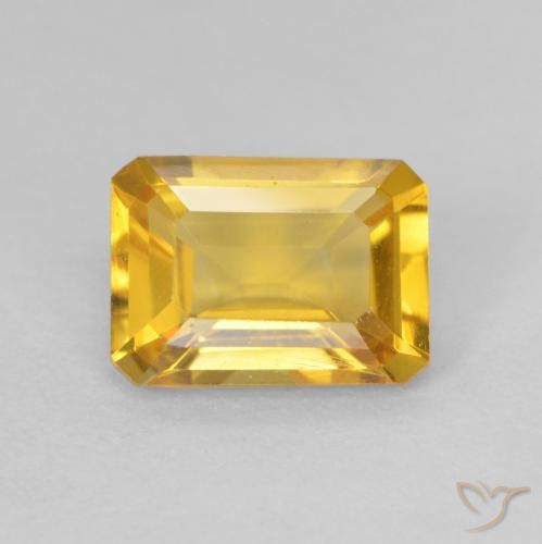 1.30ct 자연스러운 미디엄 골드 황수정, 에메랄드 컷, VVS