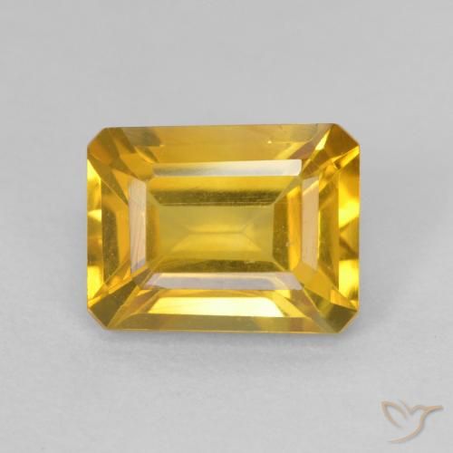 1.64ct 자연스러운 골든 황수정, 에메랄드 컷, VVS