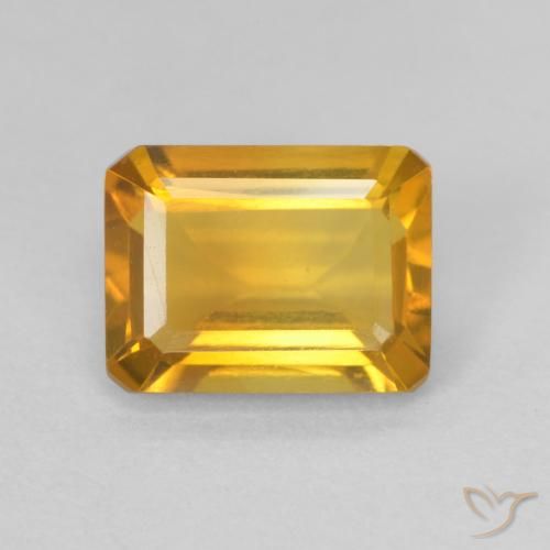 1.40ct 자연스러운 다크 골든 황수정, 에메랄드 컷, VVS
