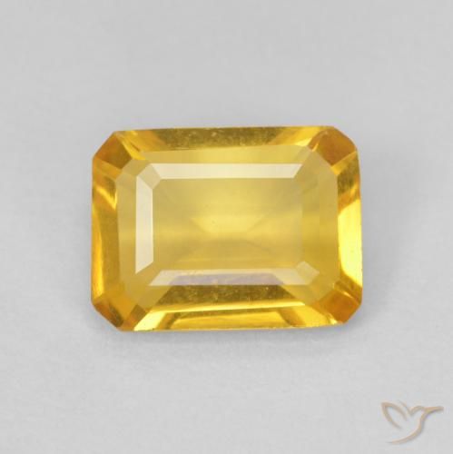 1.18ct 자연스러운 골든 황수정, 에메랄드 컷, VVS