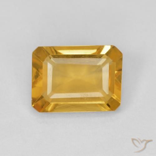 1.25ct 자연스러운 골든 황수정, 에메랄드 컷, VVS-VS