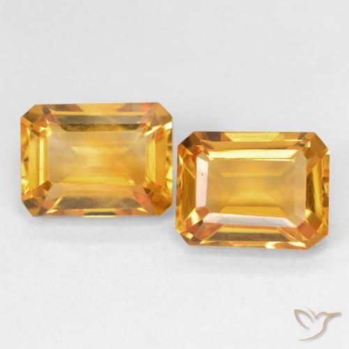 3.17ctw 자연스러운 Medium Light Orange-Gold 황수정, 에메랄드 컷, VVS