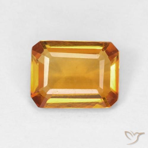 1.22ct 자연스러운 오렌지-골드 황수정, 에메랄드 컷, VVS