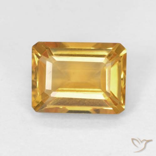 1.56ct 자연스러운 오렌지-골드 황수정, 에메랄드 컷, VVS
