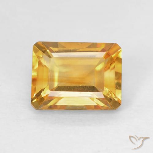1.62ct 자연스러운 Medium Light Orange-Gold 황수정, 에메랄드 컷, VVS