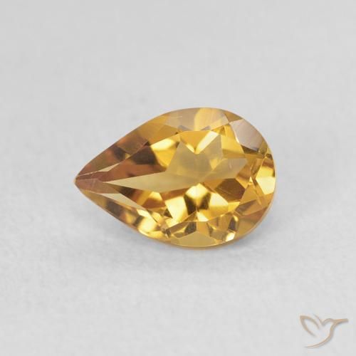 0.71ct 자연스러운 골든 오렌지 황수정, 배 모양, VVS