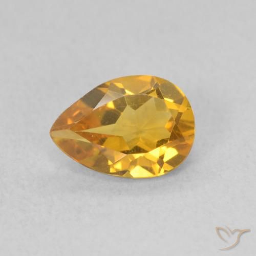 0.59ct 자연스러운 오렌지-골드 황수정, 배 모양, VVS-VS