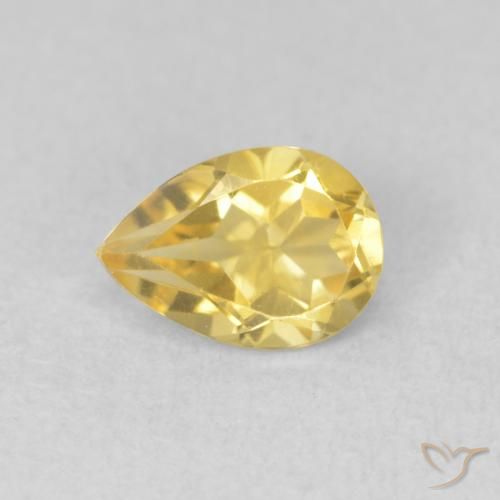 0.74ct 자연스러운 골든 옐로우 황수정, 배 모양, VVS