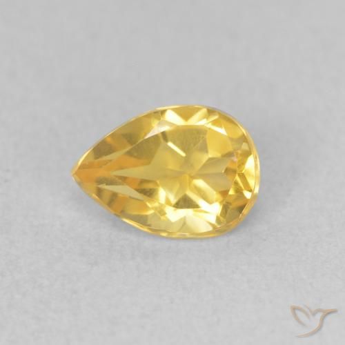 0.63ct 자연스러운 골든 오렌지 황수정, 배 모양, VVS-VS