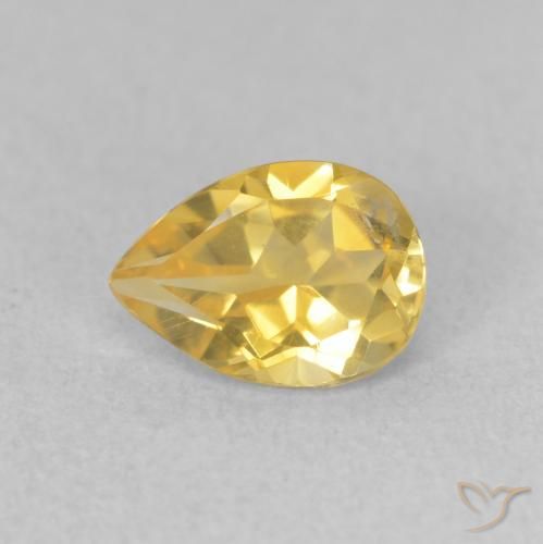0.69ct 자연스러운 골든 오렌지 황수정, 배 모양, VS