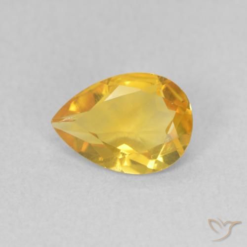 0.61ct 자연스러운 골든 오렌지 황수정, 배 모양, VVS-VS