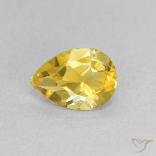 0.62ct 자연스러운 황색을 띠는 금 황수정, 배 모양, VVS-VS