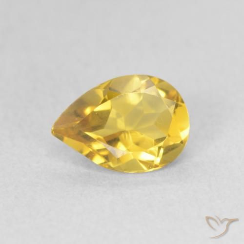 0.64ct 자연스러운 골든 오렌지 황수정, 배 모양, VVS-VS