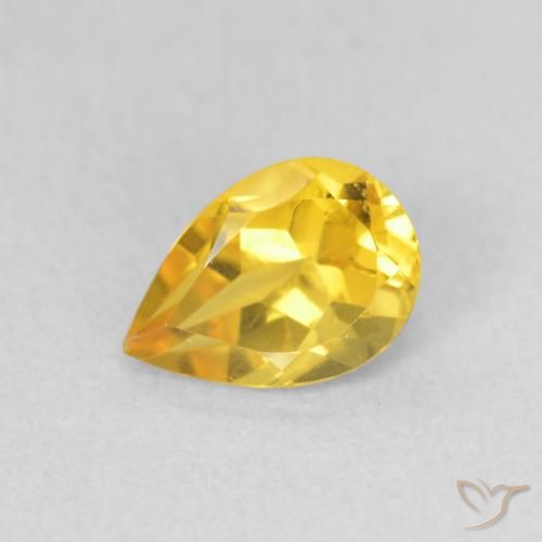 0.67ct 자연스러운 골든 오렌지 황수정, 배 모양, VVS-VS
