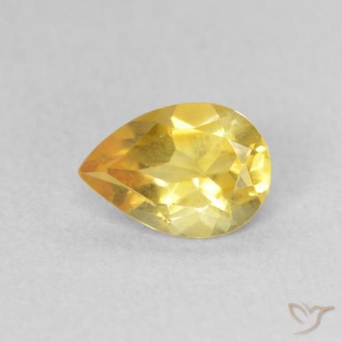 0.60ct 자연스러운 골든 오렌지 황수정, 배 모양, VS