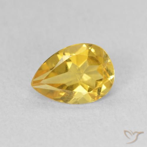 0.66ct 자연스러운 골든 오렌지 황수정, 배 모양, VS