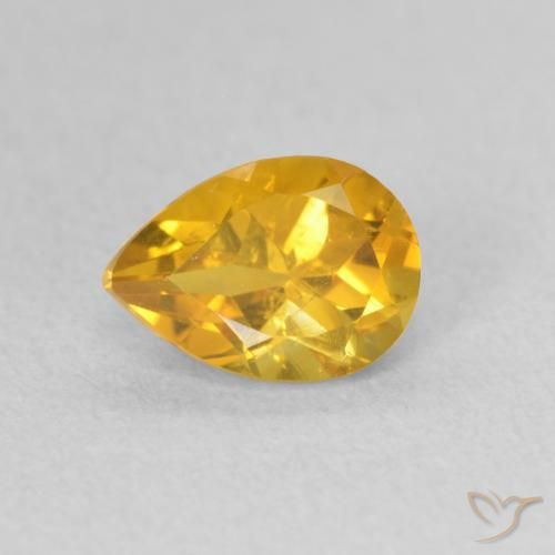 0.73ct 자연스러운 골든 오렌지 황수정, 배 모양, VS