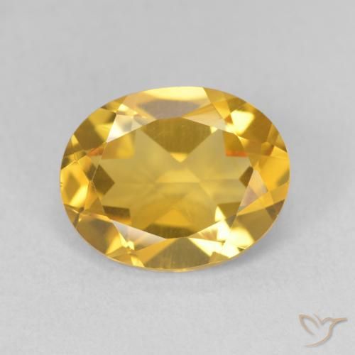3.11ct 자연스러운 미디엄 골드 황수정, 타원형, VVS