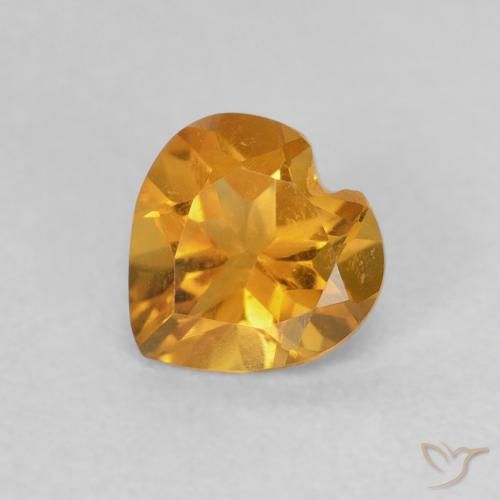 0.65ct 자연스러운 다크 오렌지-골드 황수정, 마음, VVS