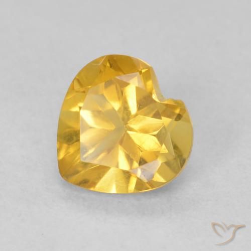 0.74ct 자연스러운 미디엄 골드 황수정, 마음, VVS-VS